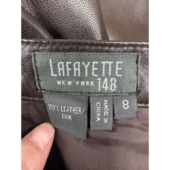 LAFAYETTE 148 Brown Nappa Leather Wide Leg Pants Sz. 8 nwot - Picture 3 of 6